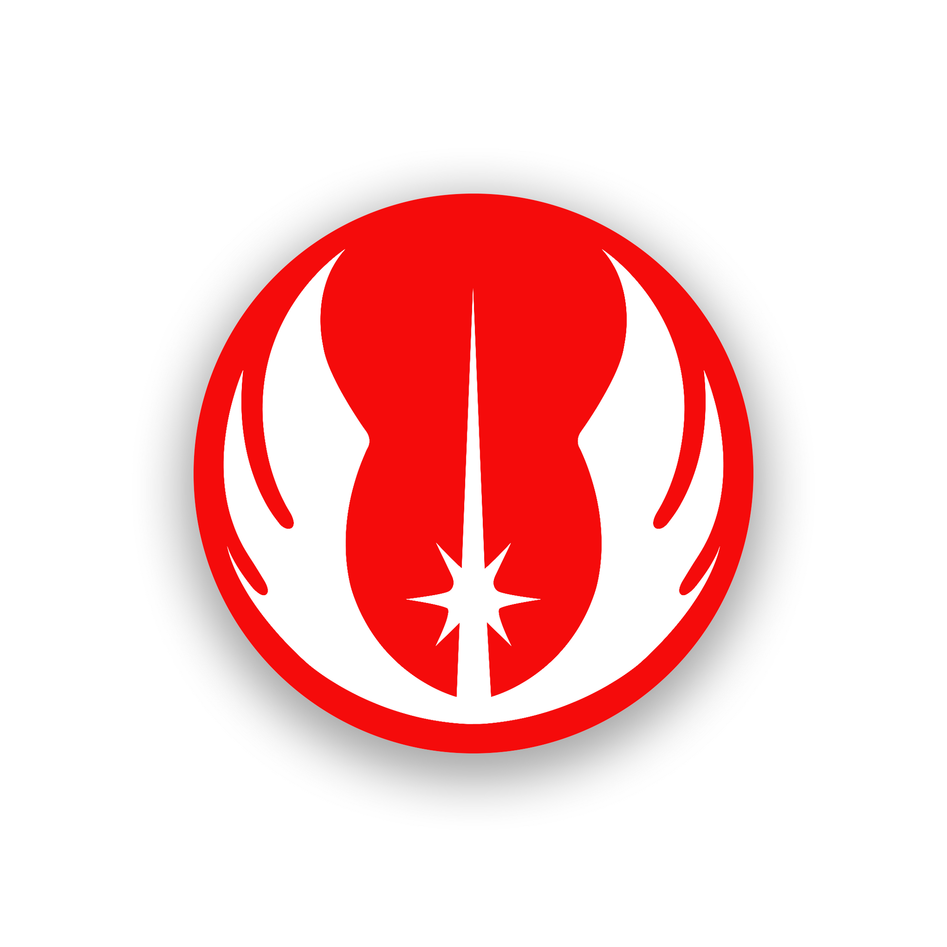 Jedi style engraved car badge with symmetrical winged emblem look