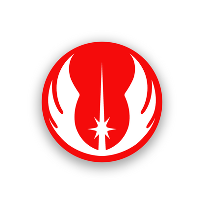 Jedi style engraved car badge with symmetrical winged emblem look
