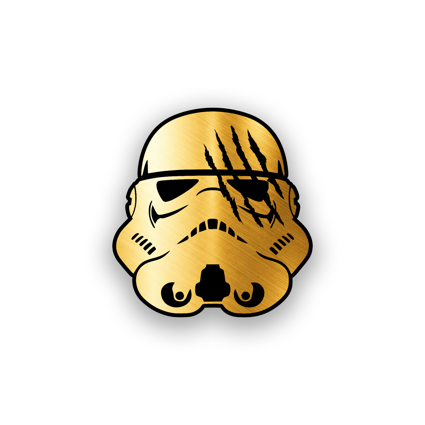 Engraved sci fi car badge featuring a clean galactic logo design
