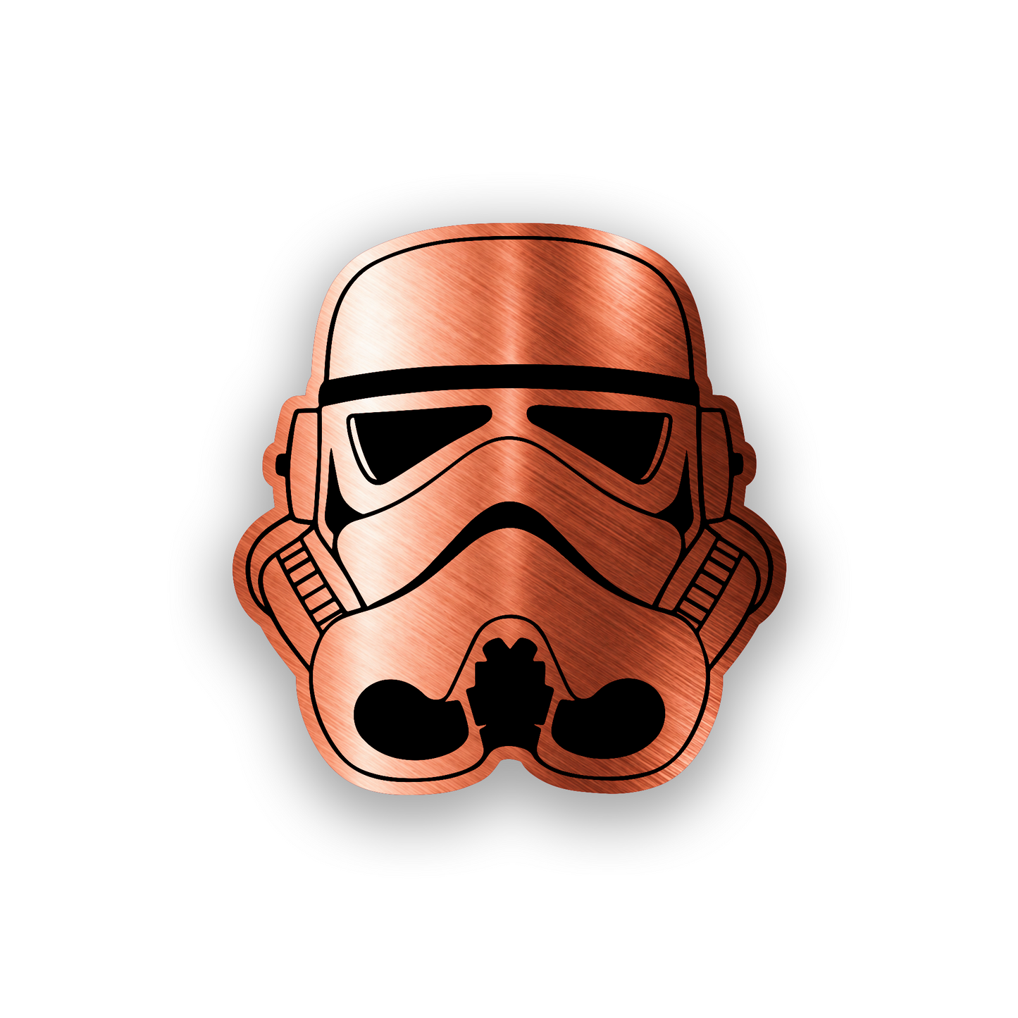 Galactic helmet car badge with clean engraved space themed symbol design