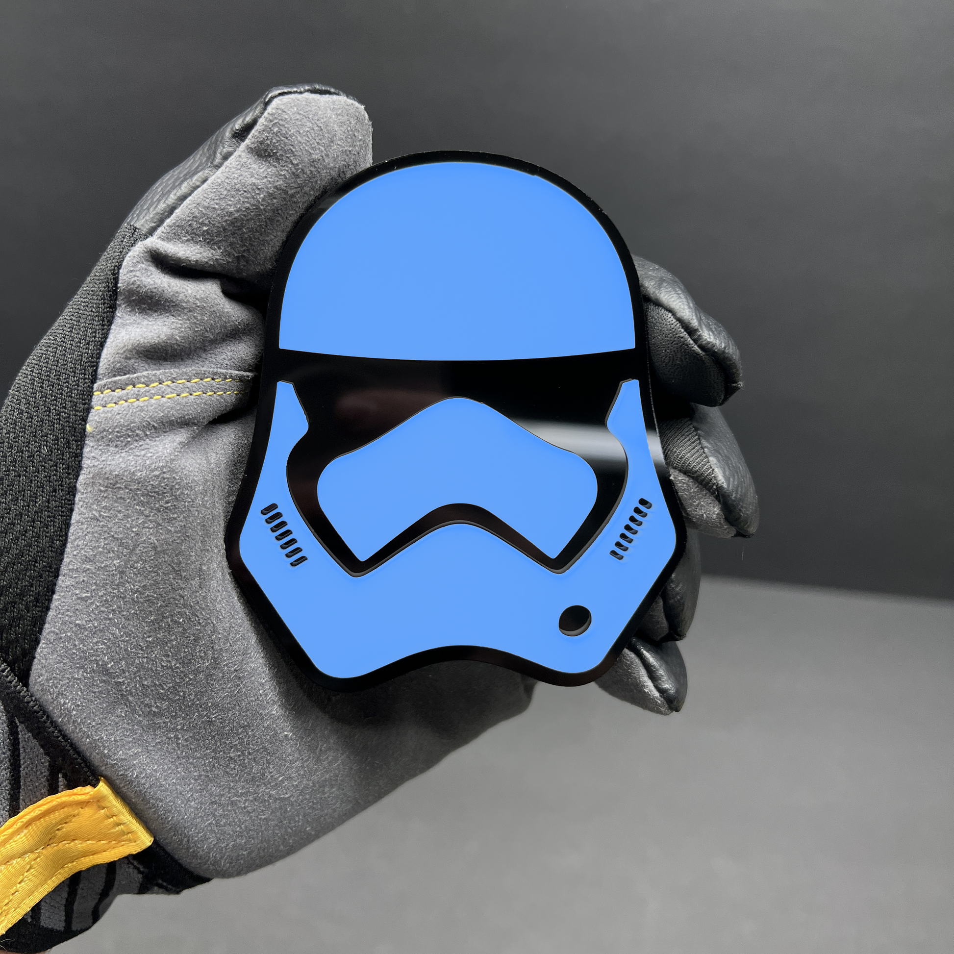 Futuristic helmet emblem custom car badge
