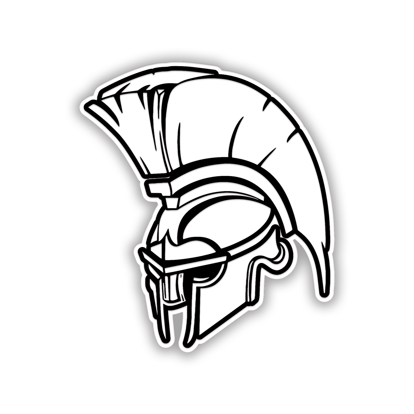 Spartan helmet truck fender badge with brushed metal appearance and black engraving