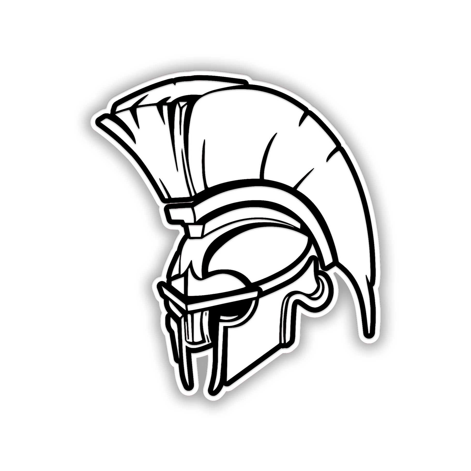Spartan helmet truck fender badge with brushed metal appearance and black engraving