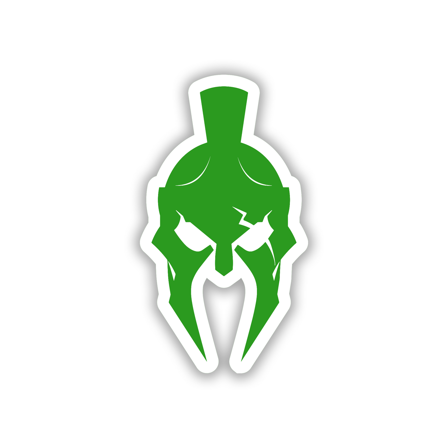 Metal look Spartan helmet automotive emblem with aggressive warrior design