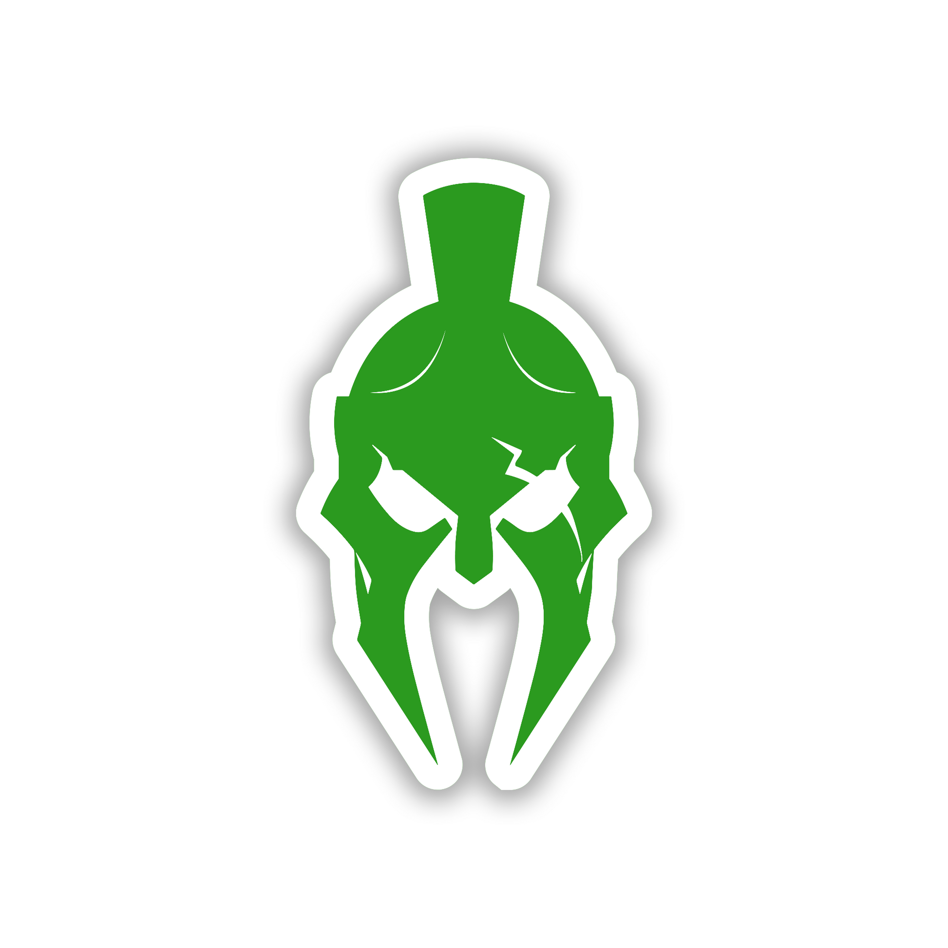 Metal look Spartan helmet automotive emblem with aggressive warrior design