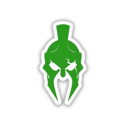 Metal look Spartan helmet automotive emblem with aggressive warrior design