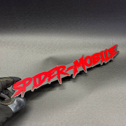 SPIDER-MOBILE custom car badge in red and black for Dodge Charger, Challenger and muscle cars