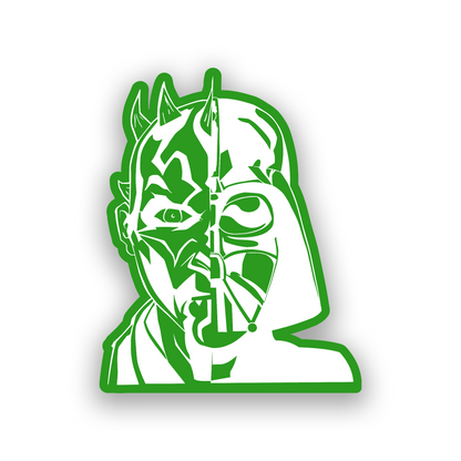 Dark side engraved vehicle emblem featuring a custom split Star Wars inspired design