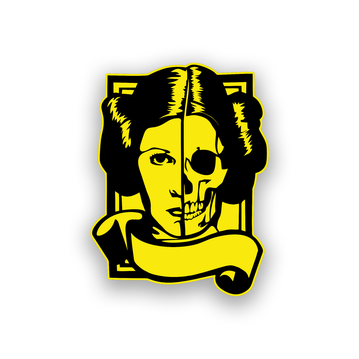 Custom rebel princess engraved badge with dramatic galactic skull design