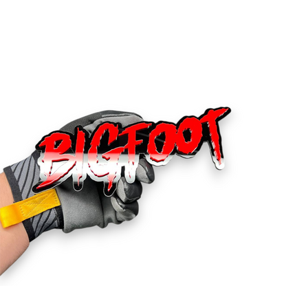 Premium custom BIGFOOT text emblem with dripping style lettering and glossy acrylic finish