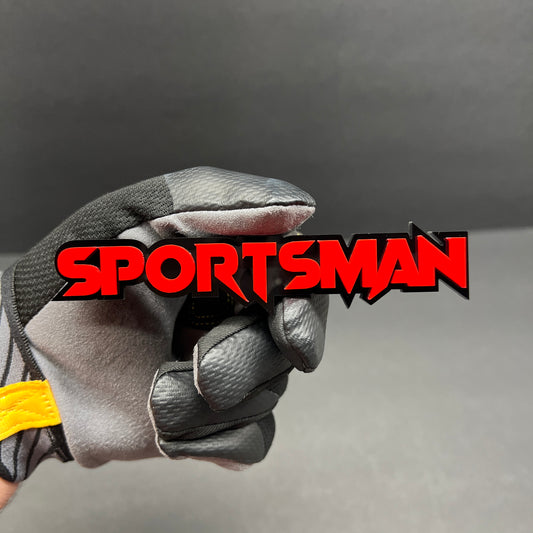 Red and black SPORTS MAN acrylic car badge fender emblem for truck and muscle vehicle styling