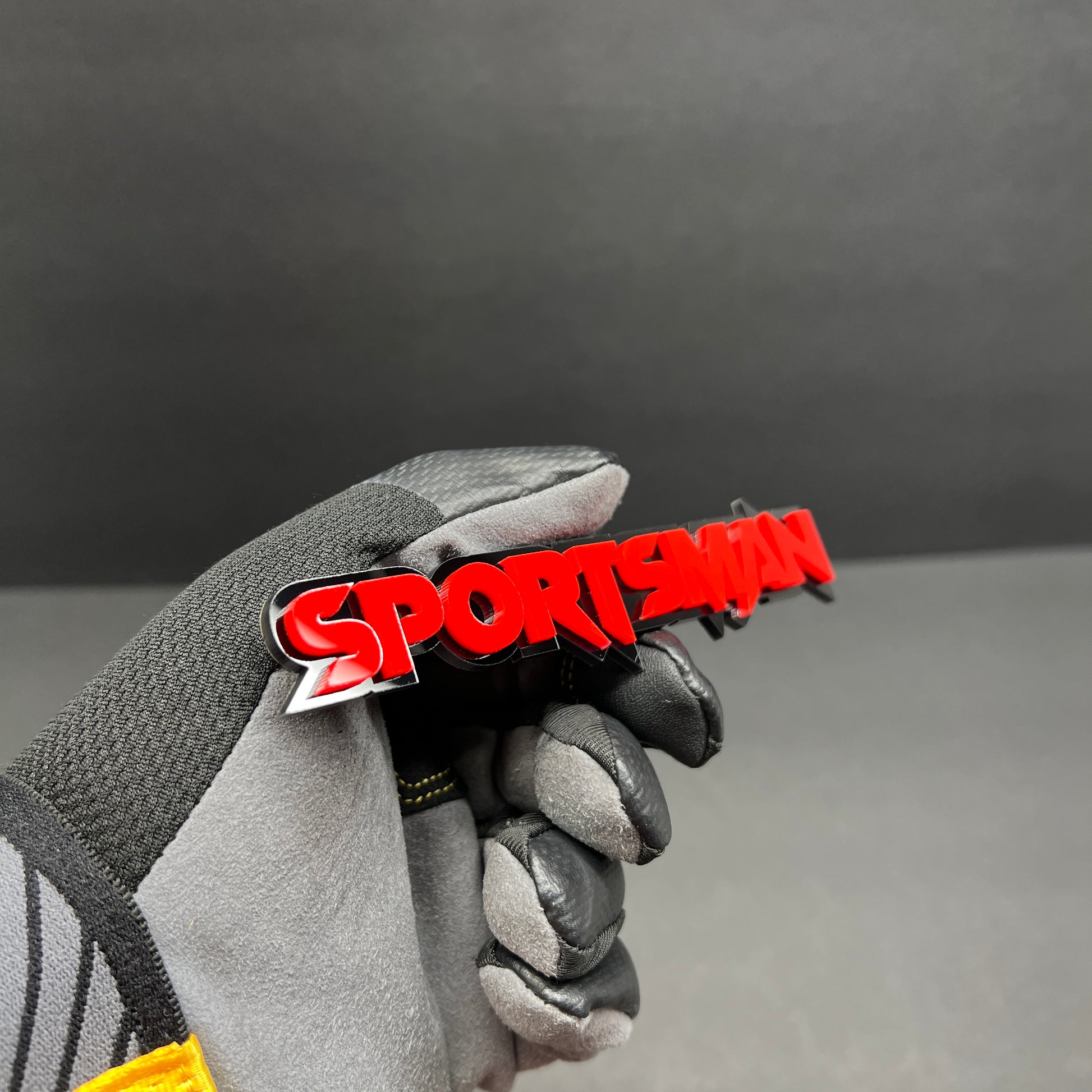 Custom SPORTS MAN automotive emblem for truck fender, hood, grille, and tailgate styling enhancement