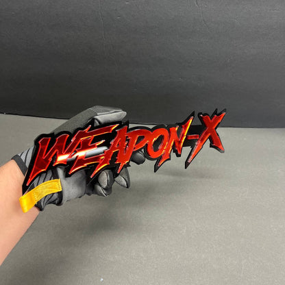 Red black acrylic Weapon X text emblem for muscle car exterior styling