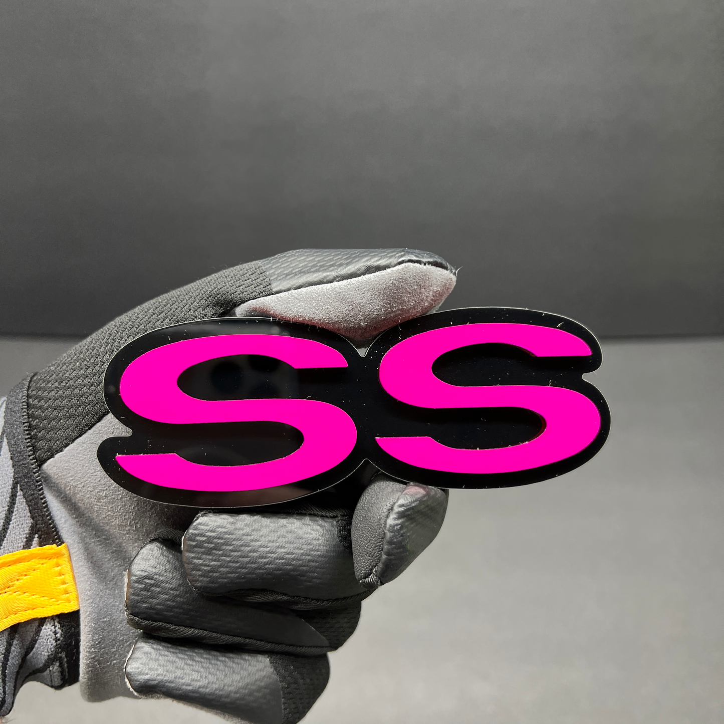 Performance style SS automotive badge for cars and trucks.