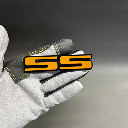 Layered acrylic SS car badge with 3M adhesive for Chevrolet performance fender or tailgate accent.