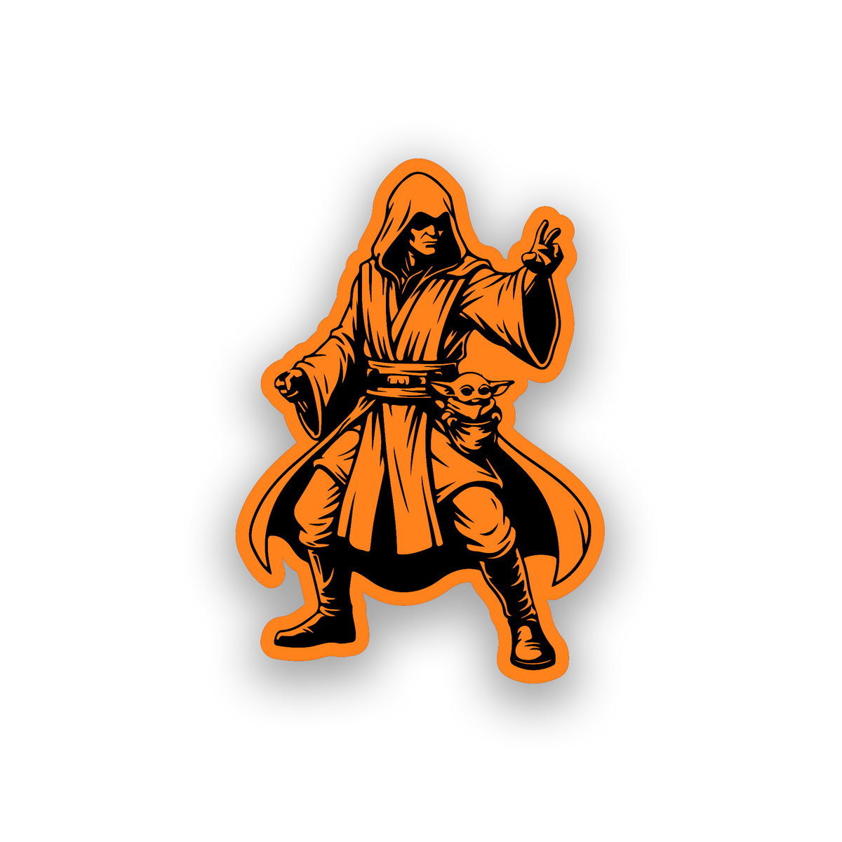 Hooded Jedi Sith inspired car emblem with detailed engraved warrior and robe artwork