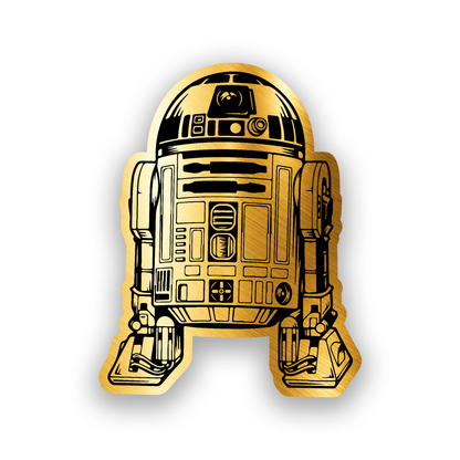 Custom R2-D2 inspired car emblem with bold engraved sci fi design