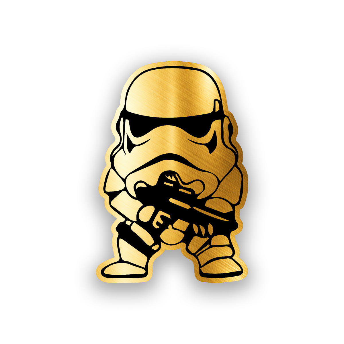 Star Wars inspired automotive badge with detailed Imperial trooper helmet artwork