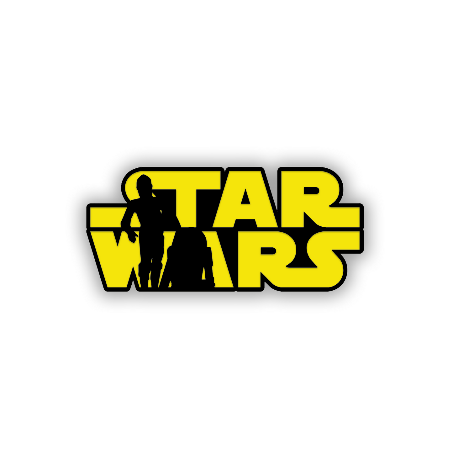 Silver and black Star Wars vehicle badge with adhesive backing