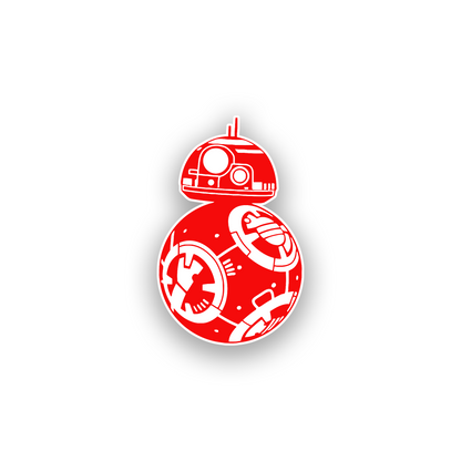 Custom space droid automotive emblem with engraved futuristic logo design