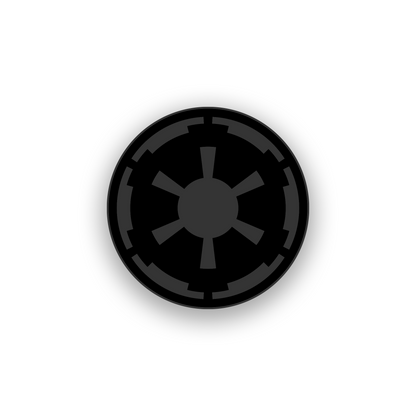 Imperial style engraved car emblem with black and white round symbol
