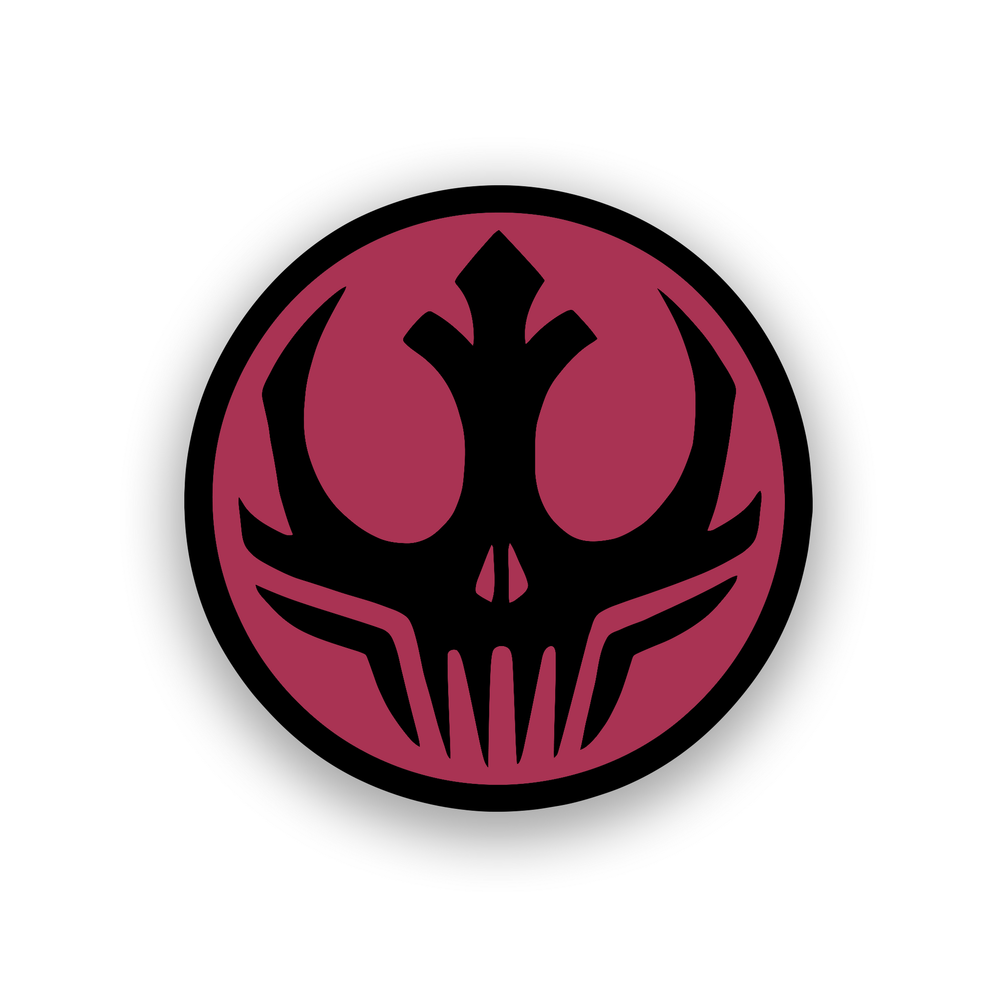 Custom dark side car emblem with detailed engraved sci fi skull symbol