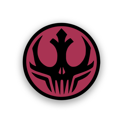 Custom dark side car emblem with detailed engraved sci fi skull symbol