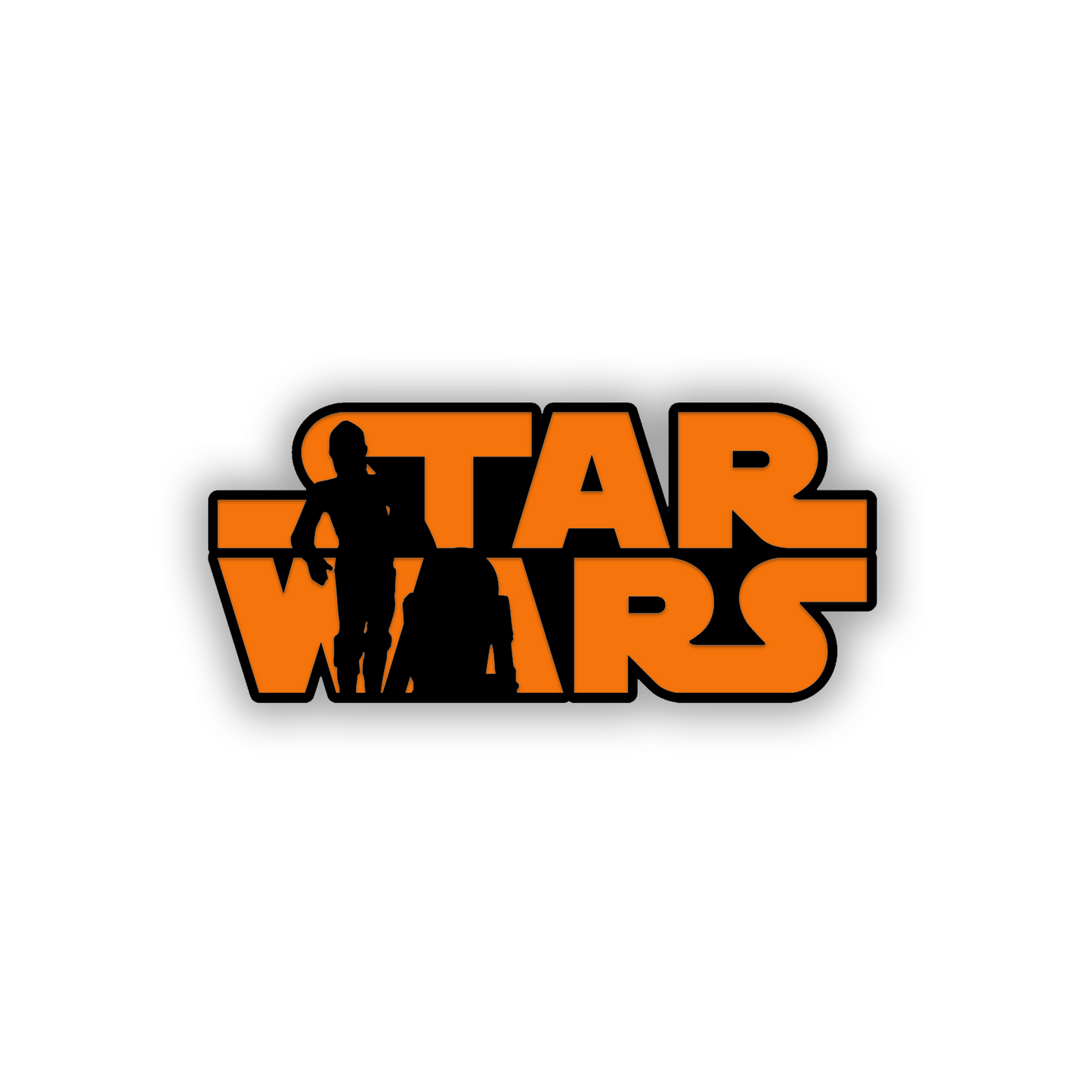 Decorative sci-fi vehicle emblem with bold silver and black design