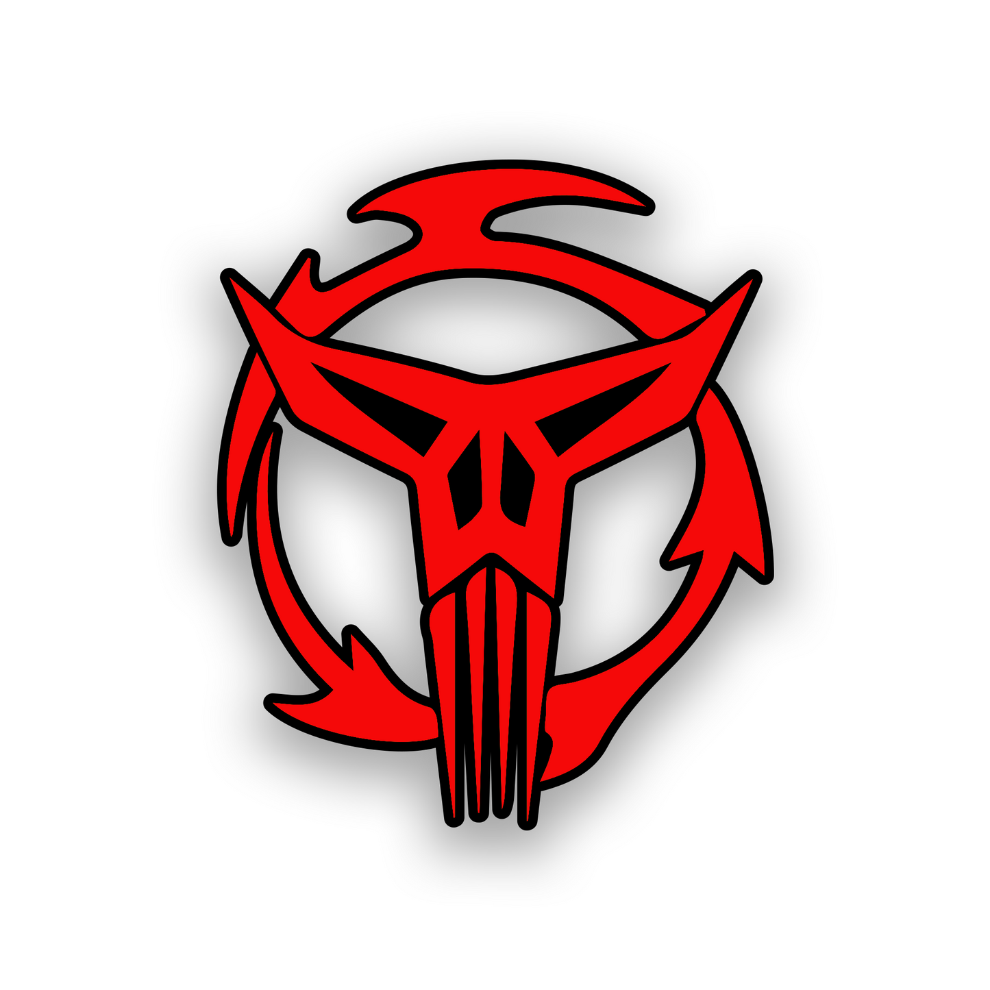 Engraved car badge with Mandalorian Neo Crusaders inspired automotive artwork
