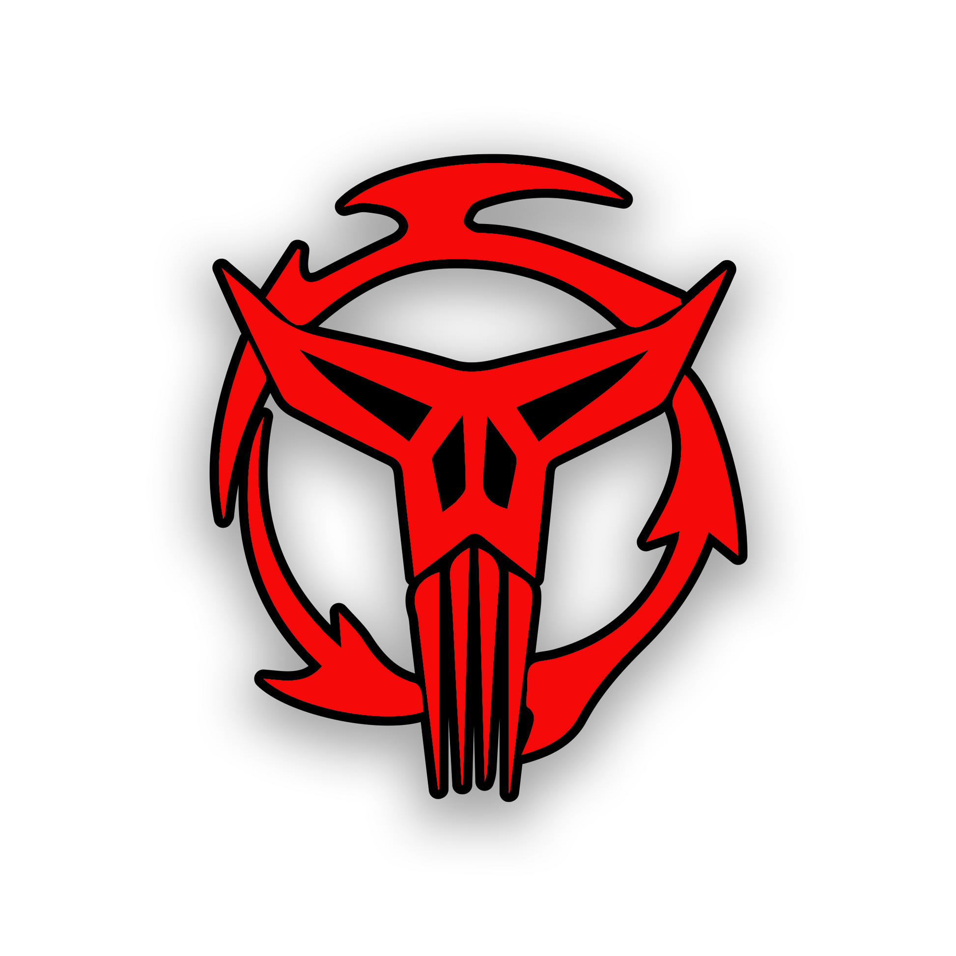 Engraved car badge with Mandalorian Neo Crusaders inspired automotive artwork