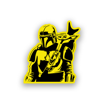 Custom Star Wars inspired Mando badge with strong engraved automotive styling