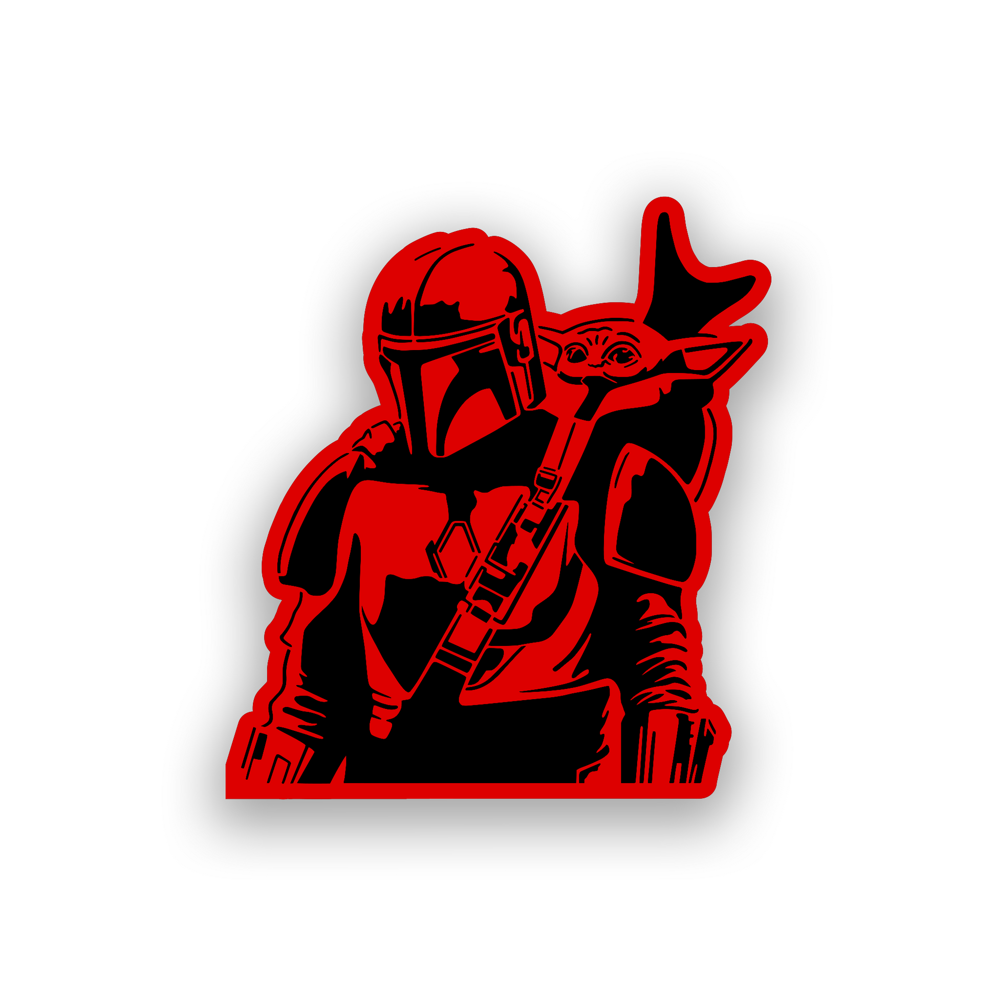 Star Wars inspired automotive badge with detailed Mando helmet artwork