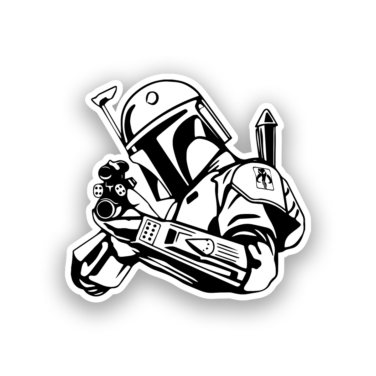 Custom Mando inspired car emblem with detailed engraved helmet design