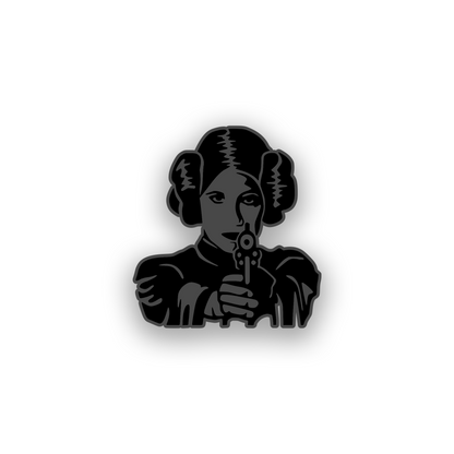 Custom Princess Leia inspired car emblem with bold engraved portrait design