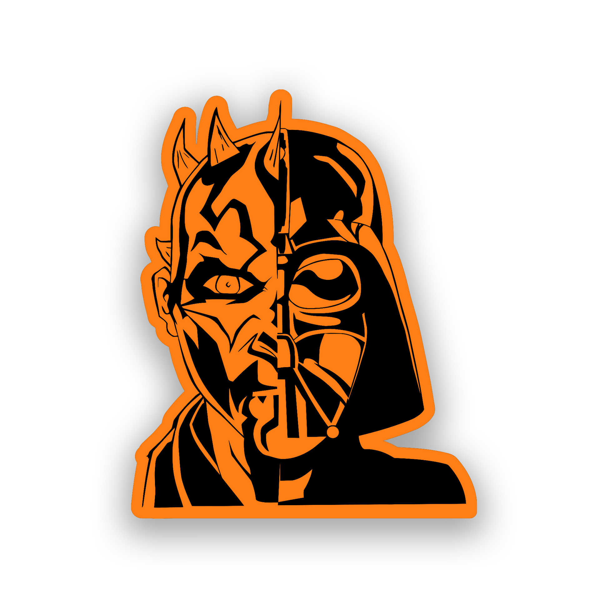 Custom galactic Sith car badge with detailed engraved Darth Maul and Darth Vader art