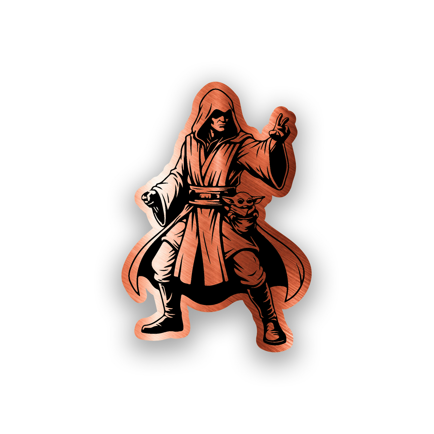 Galactic warrior inspired car badge with clean black and white Revan style artwork