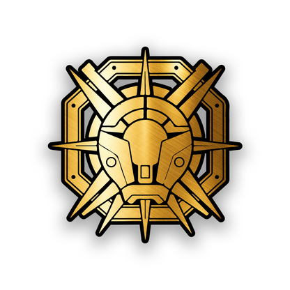 Star Wars style automotive emblem with sharp engraved sci fi symbol design
