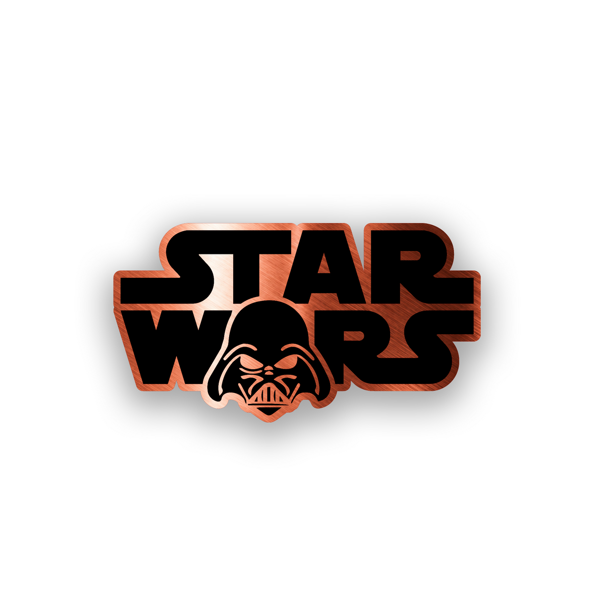 Space inspired automotive badge with futuristic engraved symbol artwork
