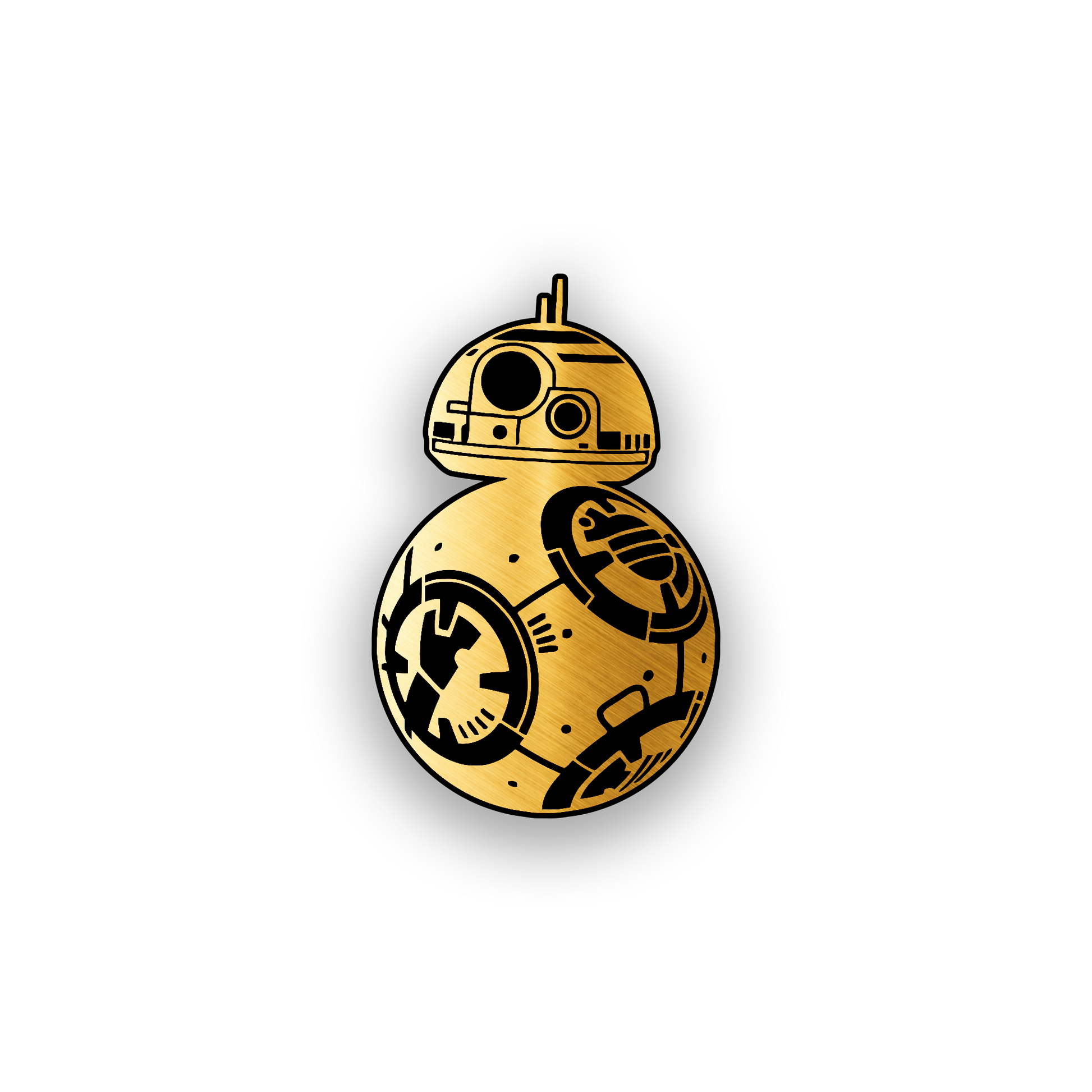 Custom engraved car emblem with futuristic droid inspired artwork