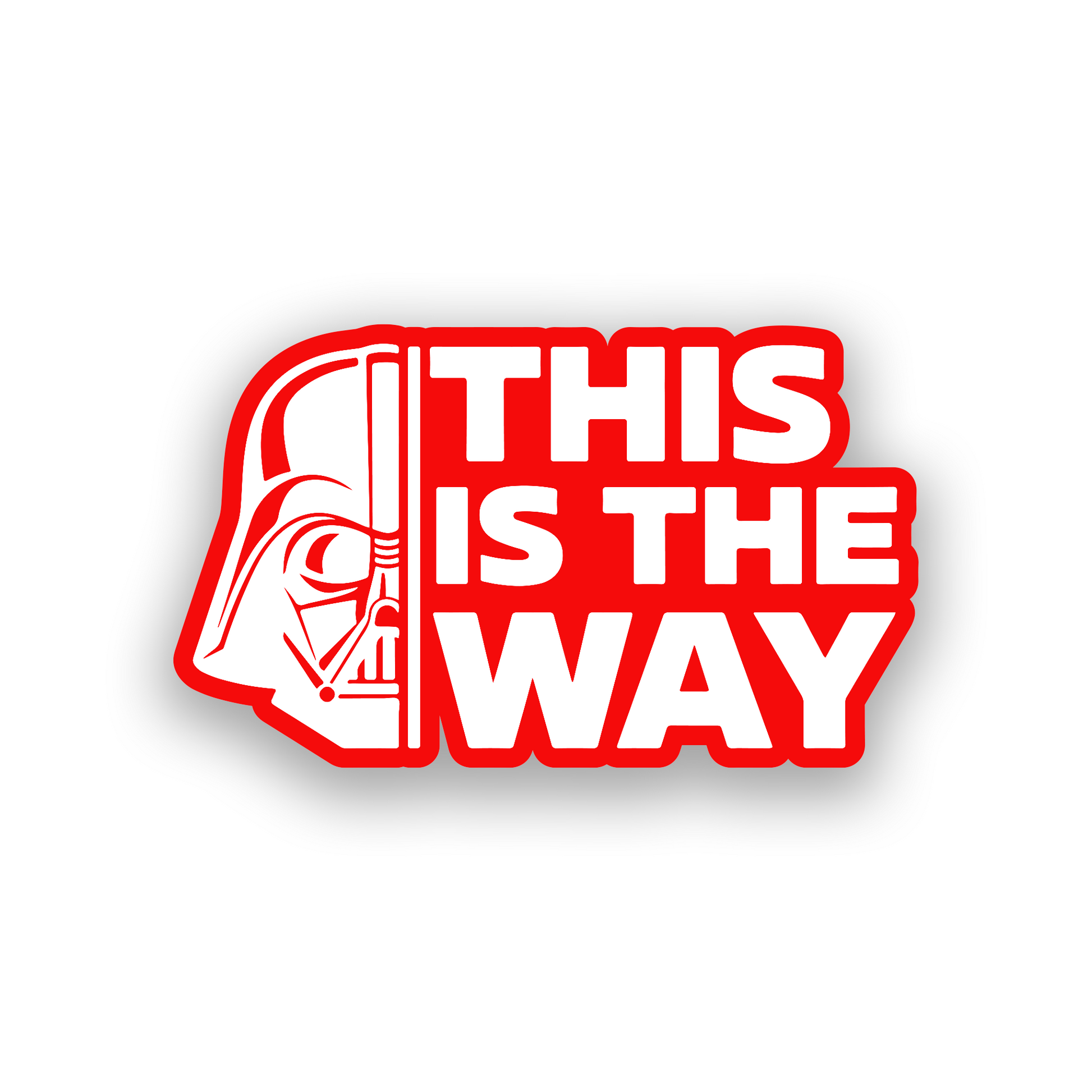 This Is The Way automotive emblem with detailed engraved sci fi helmet graphic