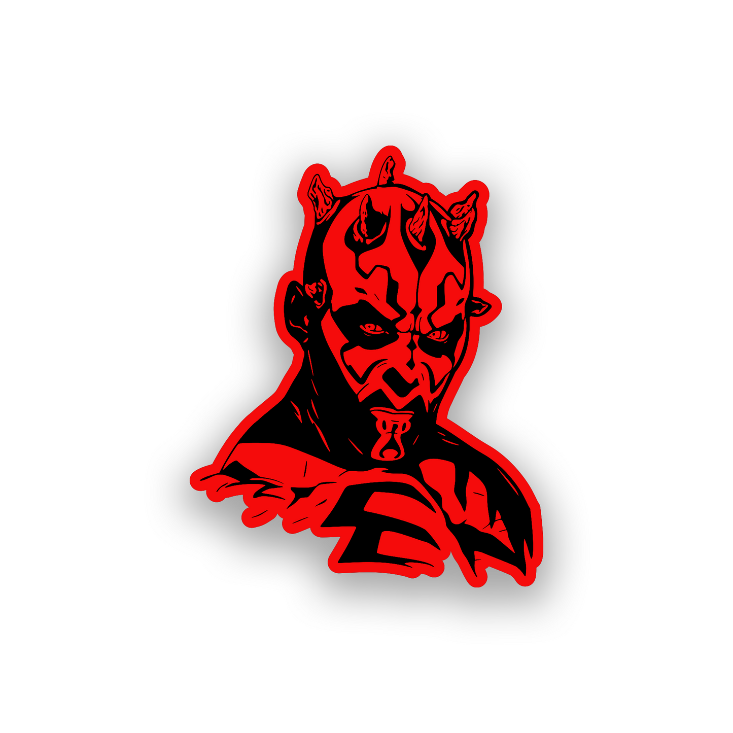 Star Wars inspired car badge featuring a Sith lord style face with detailed engraved lines