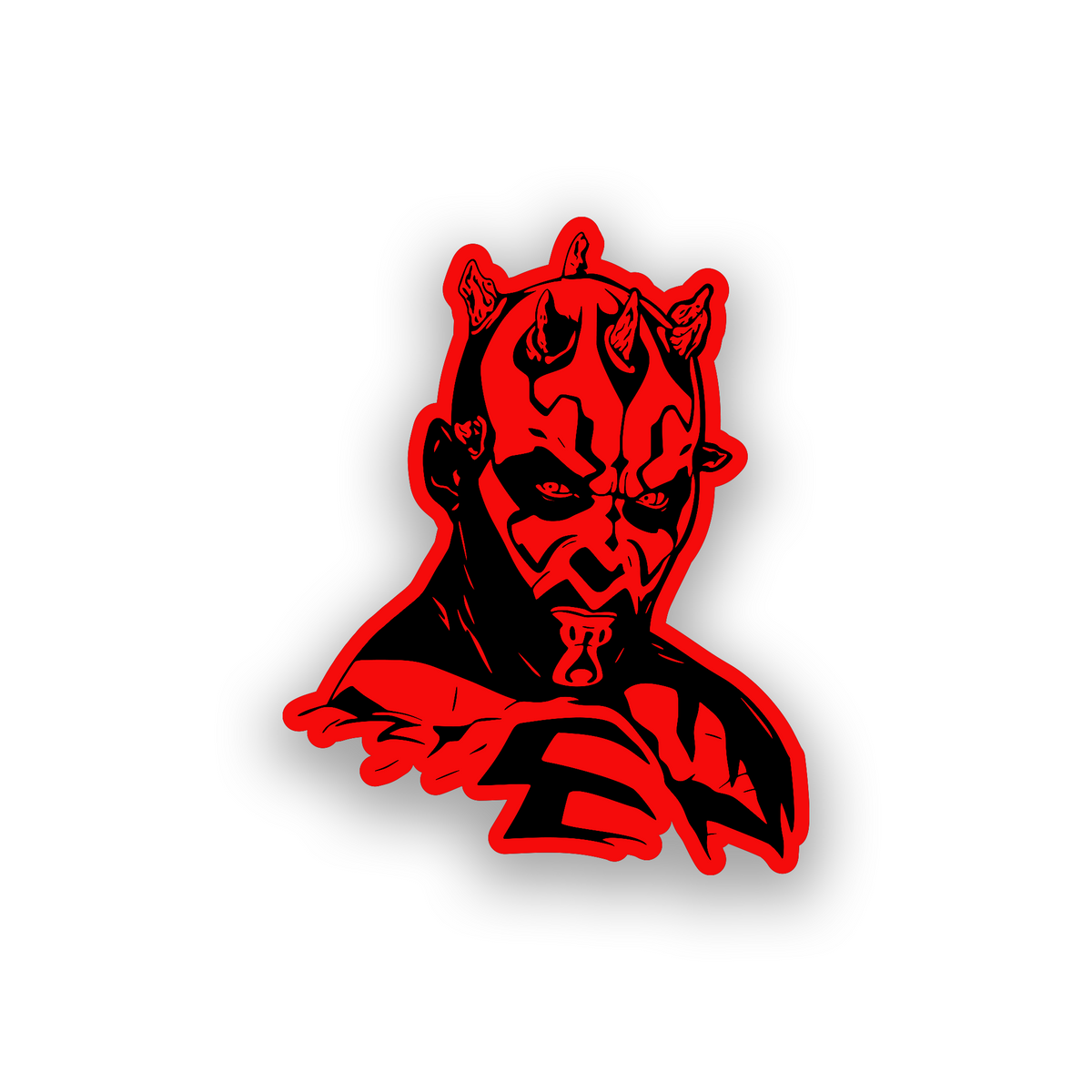 Star Wars inspired car badge featuring a Sith lord style face with detailed engraved lines