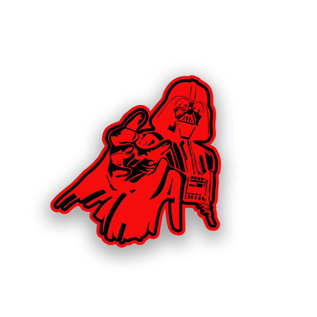 Star Wars inspired villain car badge with engraved Darth Vader style artwork