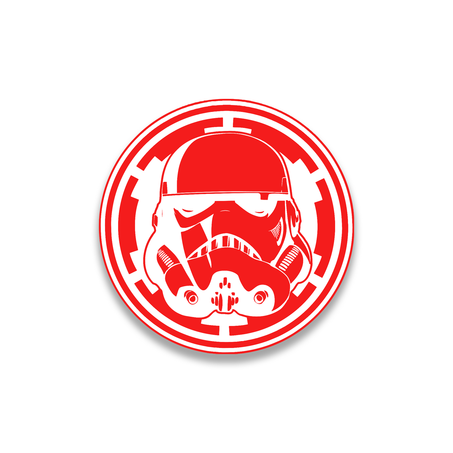 Circle Stormtrooper exterior car emblem with detailed helmet engraving