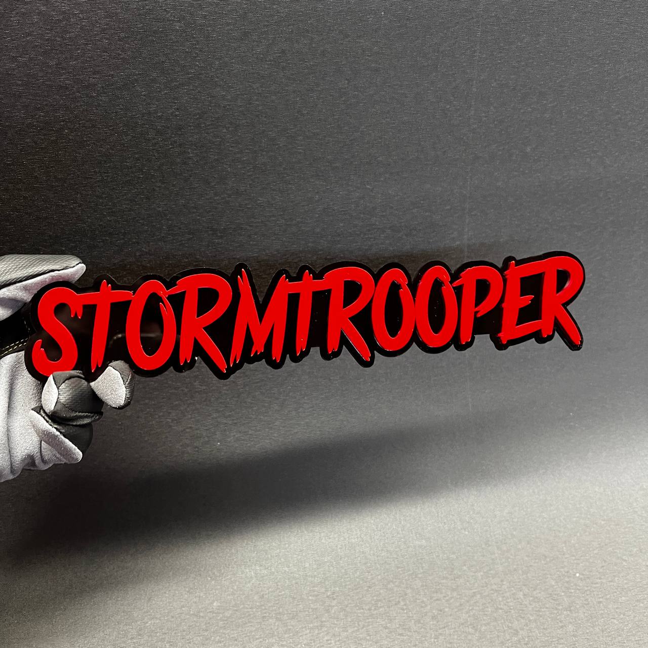Personalized Stormtrooper car badge for hood tailgate or side fender mounting