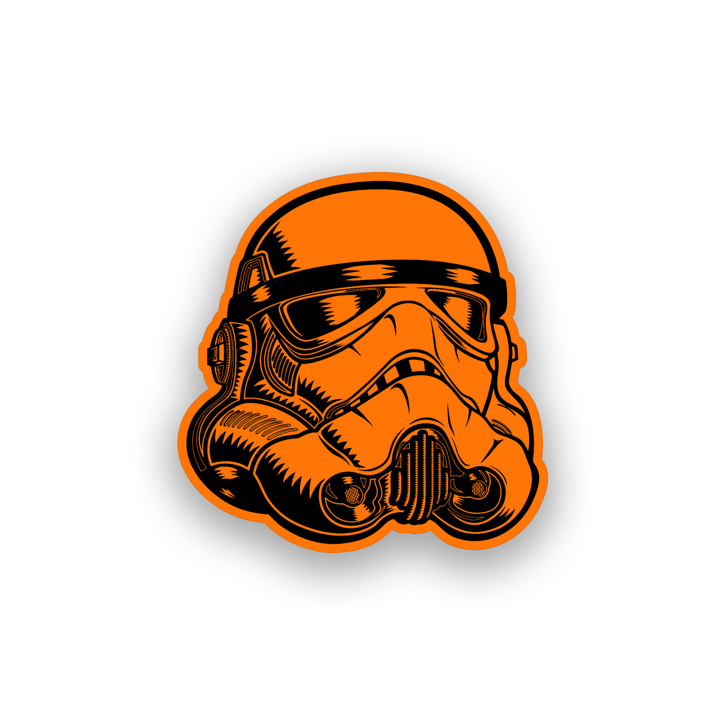 Futuristic helmet car emblem with clean engraved galactic inspired artwork