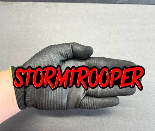 Stormtrooper custom text badge in red and black acrylic for truck fender emblem styling