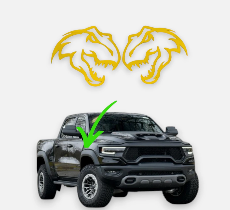 T-REX head car emblem custom fender badge for Dodge RAM 1500 2500 3500 trucks