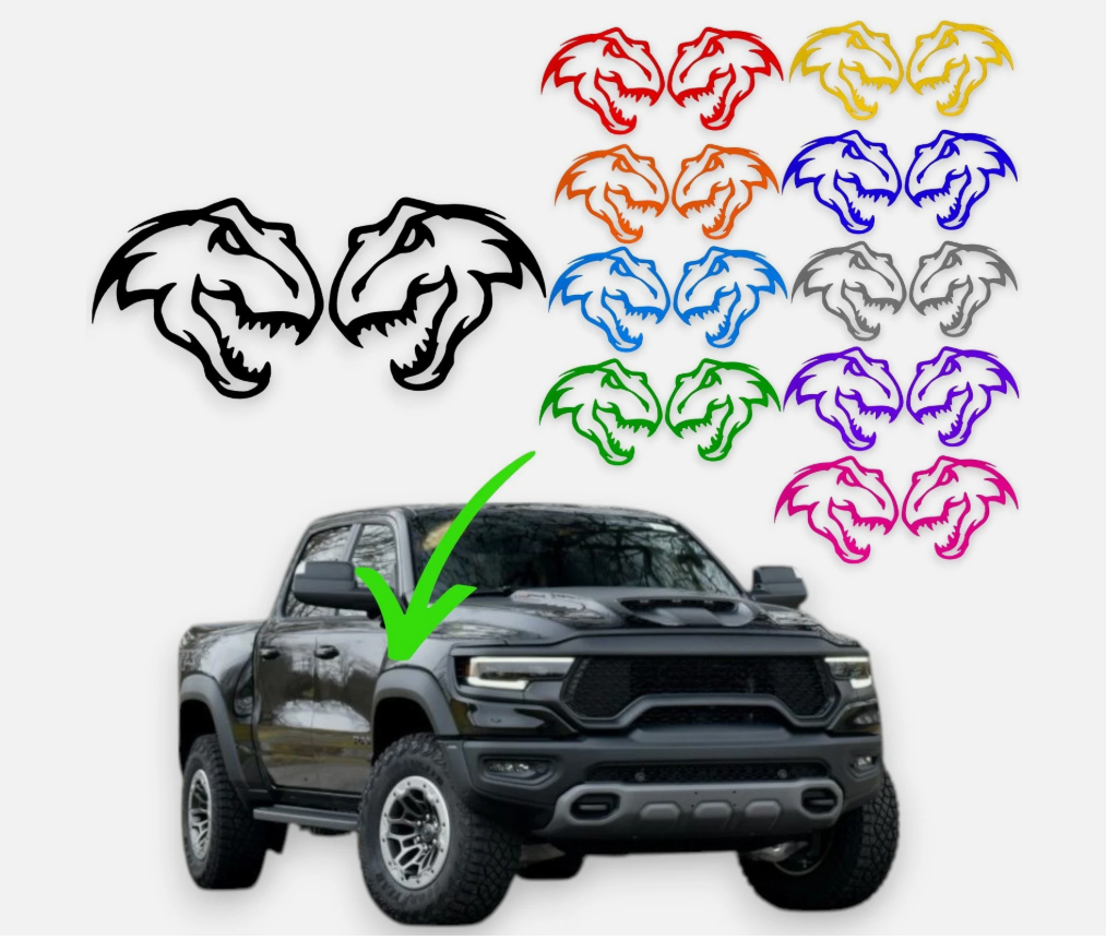 T-REX dinosaur car badge fender emblem for RAM Dodge trucks and custom vehicle exterior