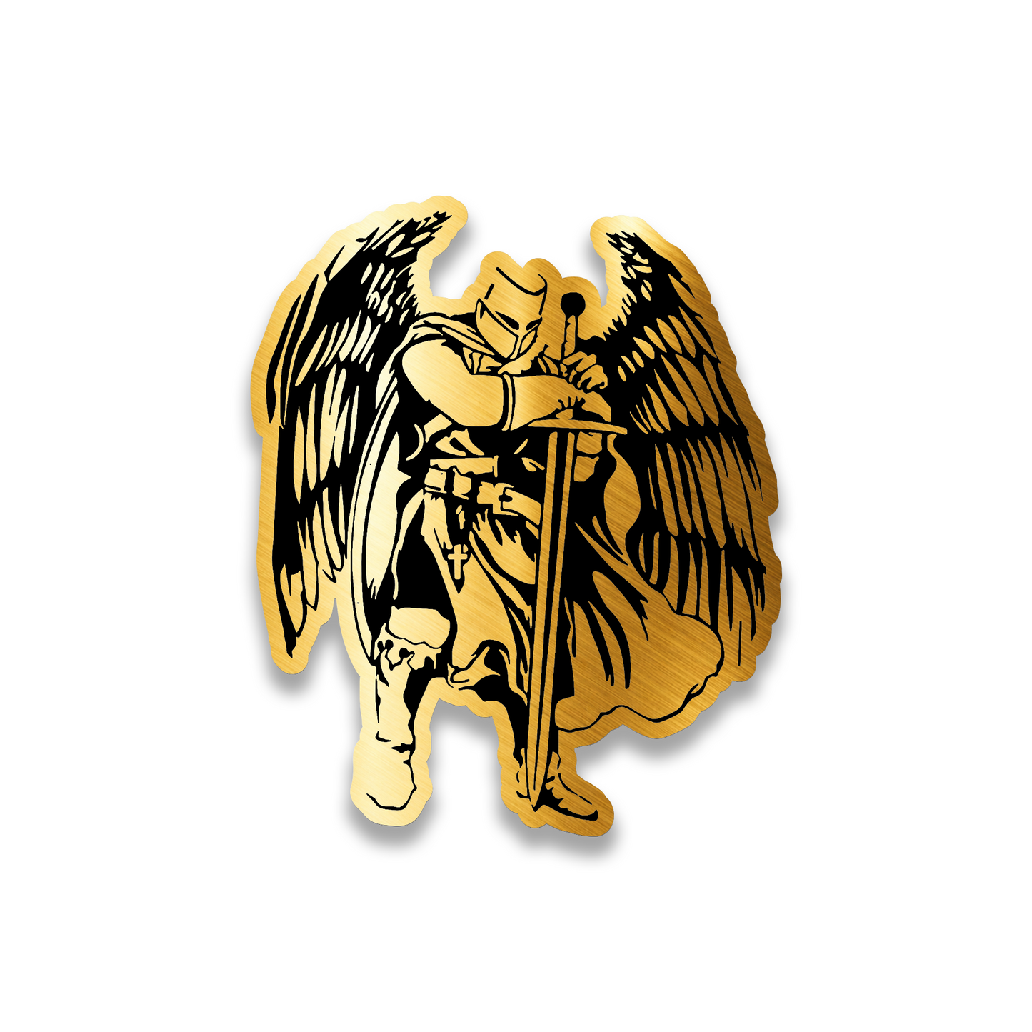 Medieval Templar car badge fender emblem with knight armor and sword graphic